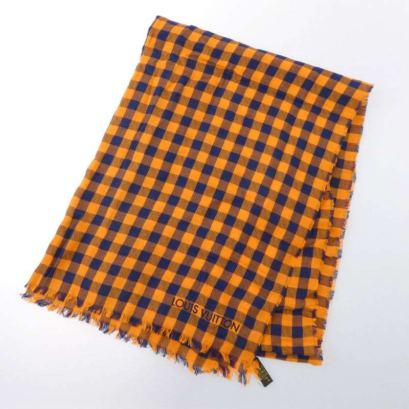 ルイヴィトン ロゴ刺繍 エトール マサイチェック コットン ストール 買取実績 画像
