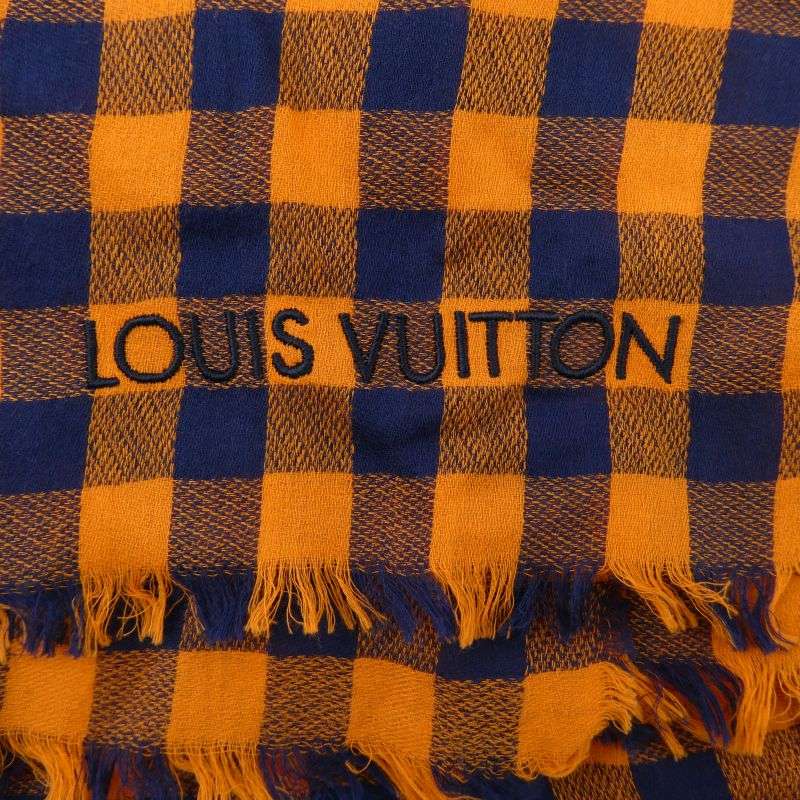 ルイヴィトン ロゴ刺繍 エトール マサイチェック コットン ストール 買取実績 画像
