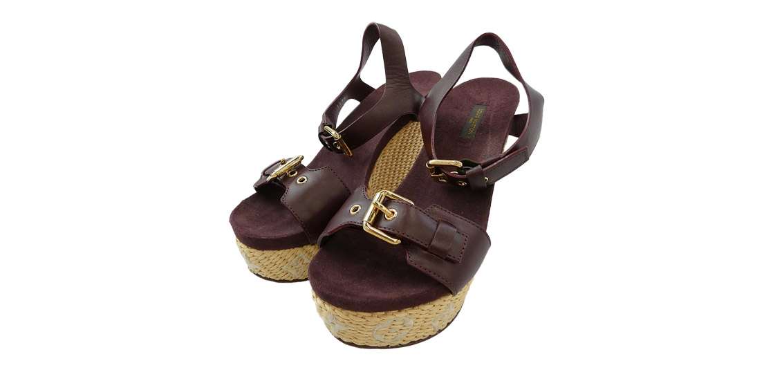 ルイヴィトン TC1114 ウェッジソール モノグラム スエード サンダル