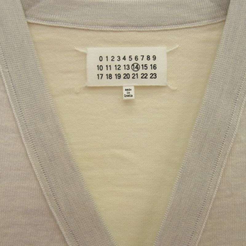 メゾンマルジェラ 16SS S50HA0619 四つタグ 前身切替 Vネック コントラスト バイカラー ニット カーディガン 買取実績 画像