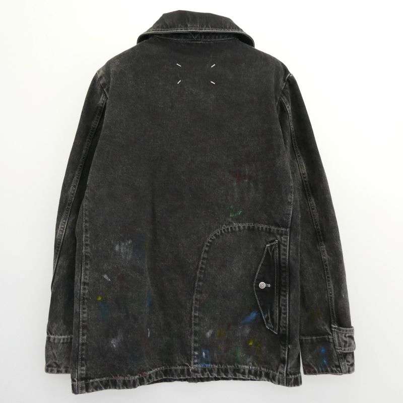 メゾンマルジェラ 22AW S51AM0475 S30842 1ライン 10ライン 四つタグ ペンキ加工 ペイント ブラックデニム 丸襟 カバーオール ジャケット 買取実績 画像