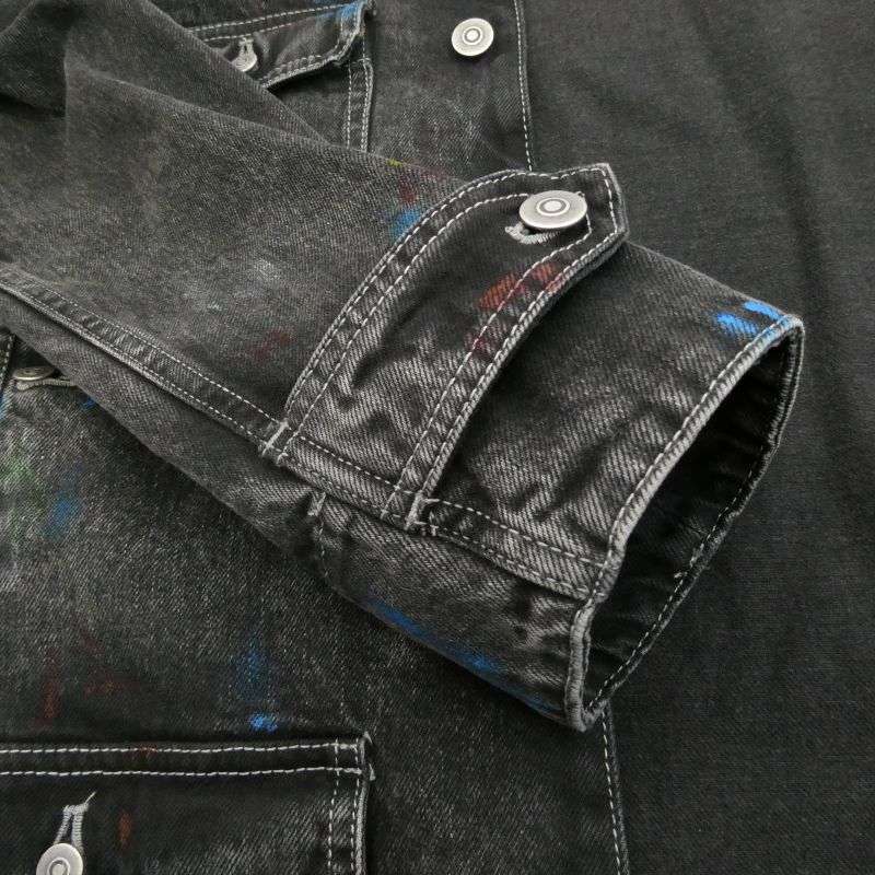メゾンマルジェラ 22AW S51AM0475 S30842 1ライン 10ライン 四つタグ ペンキ加工 ペイント ブラックデニム 丸襟 カバーオール ジャケット 買取実績 画像