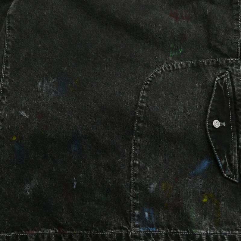 メゾンマルジェラ 22AW S51AM0475 S30842 1ライン 10ライン 四つタグ ペンキ加工 ペイント ブラックデニム 丸襟 カバーオール ジャケット 買取実績 画像