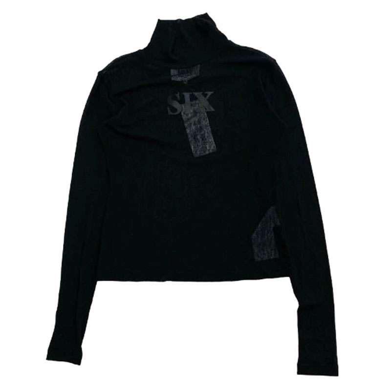 メゾンマルジェラ 22AW S62NC0111 MM6 Black Logo Sheer Top シアーニット トップ SIXロゴ 長袖 Tシャツ 買取実績 画像