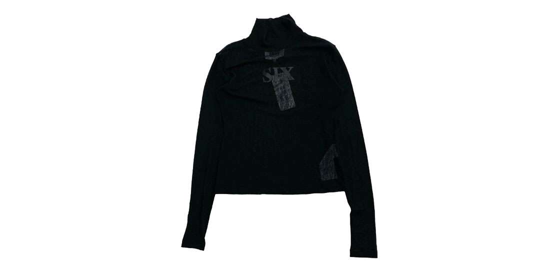 メゾンマルジェラ 22AW S62NC0111 MM6 Black Logo Sheer Top