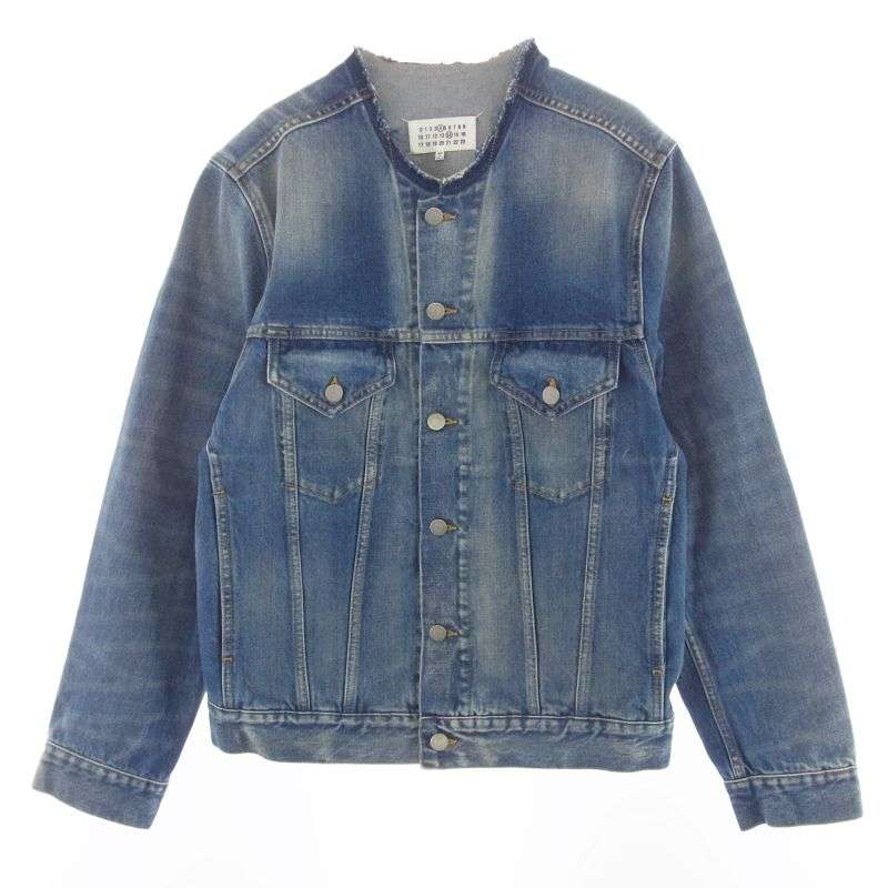 メゾンマルジェラ 22AW SI1AM0006 S30561 Collarless Denim Trucker 四つタグ ノーカラー デニムジャケット 買取実績 画像