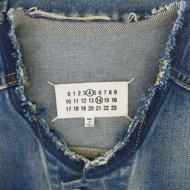 メゾンマルジェラ 22AW SI1AM0006 S30561 Collarless Denim Trucker 四つタグ ノーカラー デニムジャケット 買取実績 画像