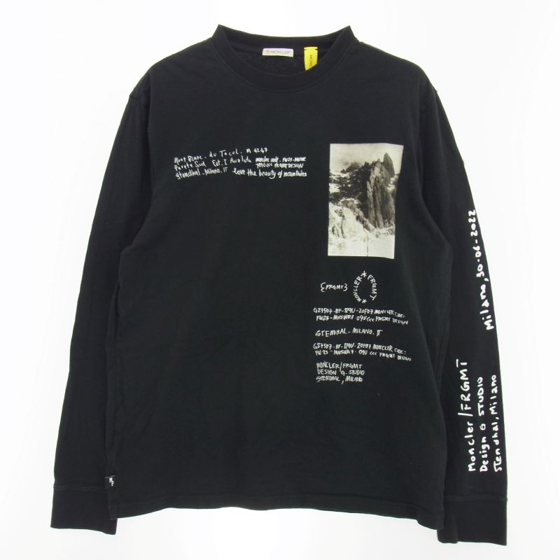 モンクレール 23AW I209U8D00002 × Fragment フラグメント 藤原ヒロシ プリント 長袖 ロングスリーブ Tシャツ カットソー 買取実績 画像