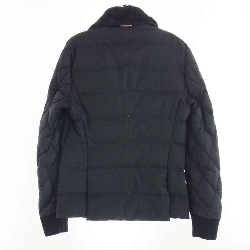 モンクレール 423914137910 63337 GAMME BLEU ガムブルー ファーカラー ストライプ 裏地キルティング 切替 ダウンジャケット ショート コート 買取実績 画像