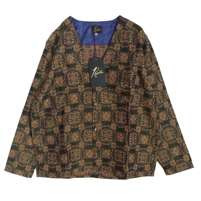 ニードルス NS205 V Neck Shirt R PE W Botanical Jq ボタニカルジャカード Vネック シャツ カーディガン 買取実績 画像