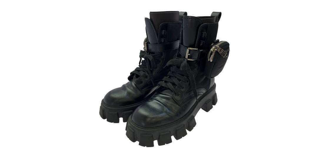 プラダ 2UE007 モノリス レース アップ ブーツ ナイロン レザー 買取実績