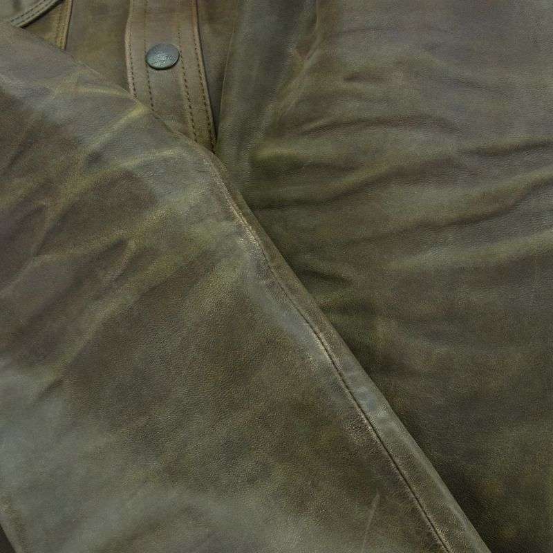 RRL 25SS Hand Distressed Leather Over shirt ハンド ディストレスト レザー オーバー 長袖 シャツ 買取実績 画像