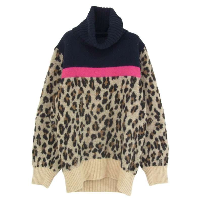 サカイ 19AW 19-04555 ウール アルパカ モヘア混 レオパード柄 タートルネック ニット セーター 買取実績 画像