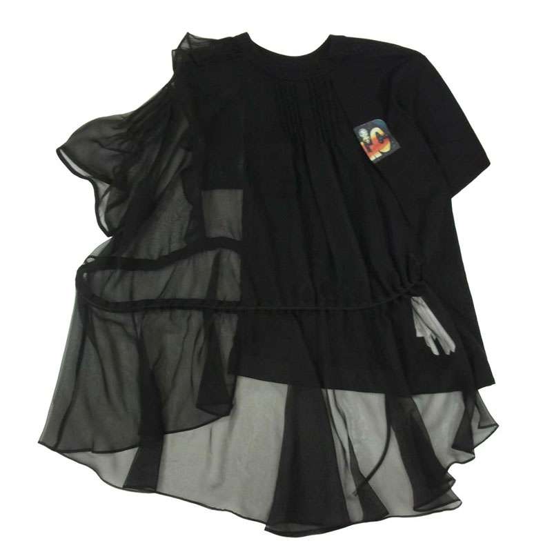 サカイ 20-05043 プリーツ加工 シフォン ドッキング 半袖 クルーネック Tシャツ 買取実績 画像