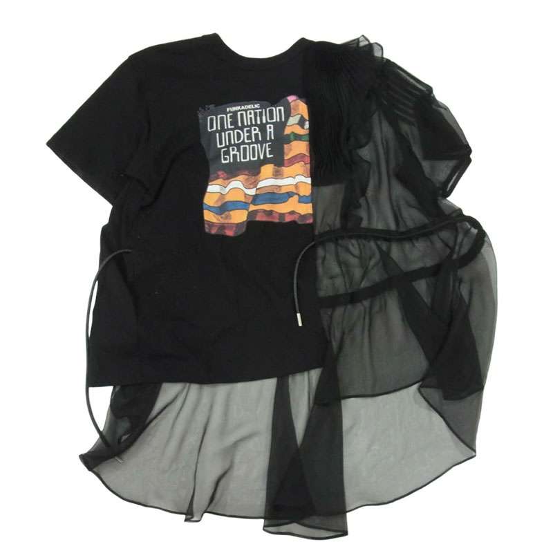 サカイ 20-05043 プリーツ加工 シフォン ドッキング 半袖 クルーネック Tシャツ 買取実績 画像