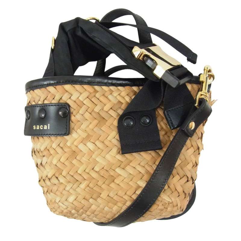 サカイ 20SS woven style logo patch bucket bag ロゴレザーパッチ かごバッグ 2WAY マルシェ バッグ 買取実績 画像