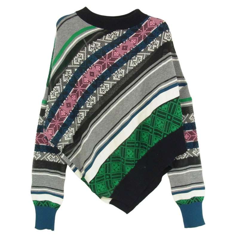 サカイ 22SS 22-05997 ラグ ジャカード アシンメトリー プルオーバー ニット セーター 買取実績 画像