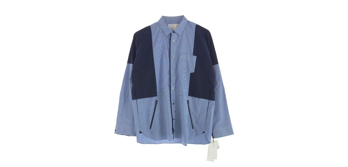 サカイ 25SS 25-03724M Poplin x Taslan Nylon Shirt BLUE