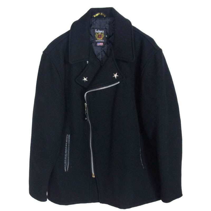 ショット 766US MELTON ZIP UP P-COAT ワンスター ダブルライダース型 キルティングライナー付 メルトン ジップアップ ピーコート 買取実績 画像