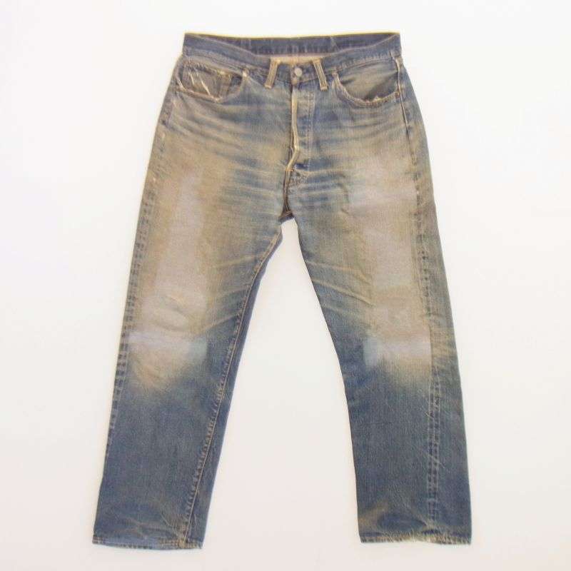 リーバイス ヴィンテージ BIG E 後期 70s 501 ボタンフライ ストレート セルビッチ デニムパンツ BIG E 平行ステッチ 不均等V ボタン裏刻印6 買取実績 画像