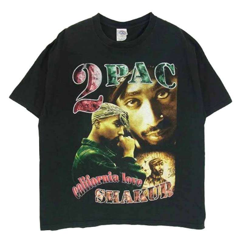 デルタ ヴィンテージ 00s USA製 2PAC プリント 半袖 Tシャツ ブラック系  買取実績 画像