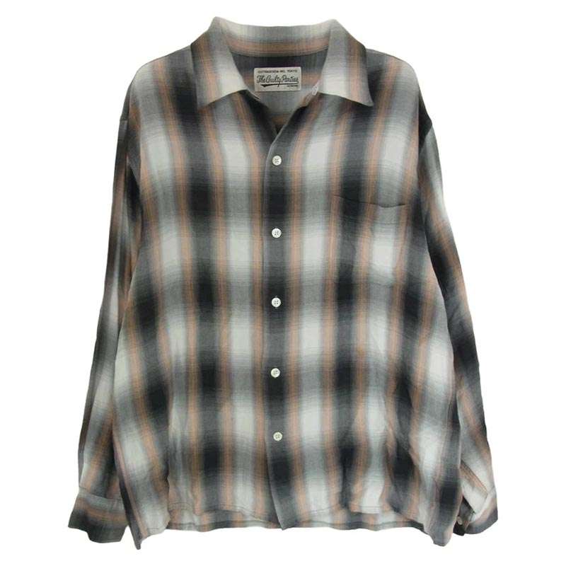 ワコマリア レーヨン100% 開襟 オンブレチェック 長袖シャツ 買取実績 画像