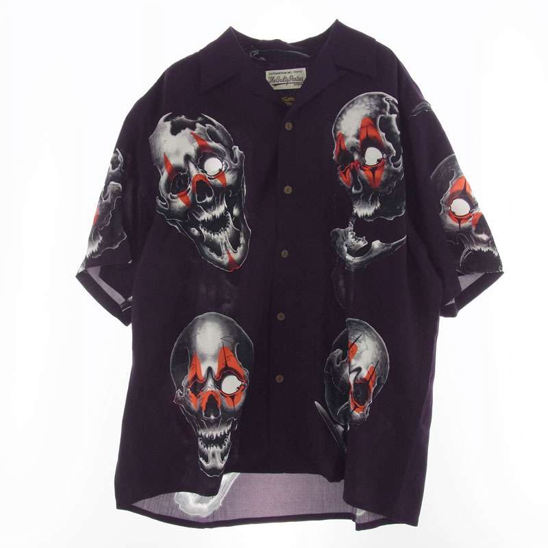 ワコマリア 22SS 56TS-WM-HI08 56 TATTOO STUDIO S/S HAWAIIAN SHIRT タトゥースタジオ スカル ハワイアンシャツ オープンカラー 半袖 シャツ 買取実績 画像