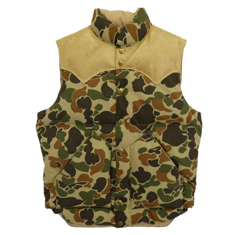 ウエアハウス Rocky Mountain Featherbed ロッキーマウンテンフェザーベッド カモフラ ヨーク切替 ダウンベスト 買取実績 画像