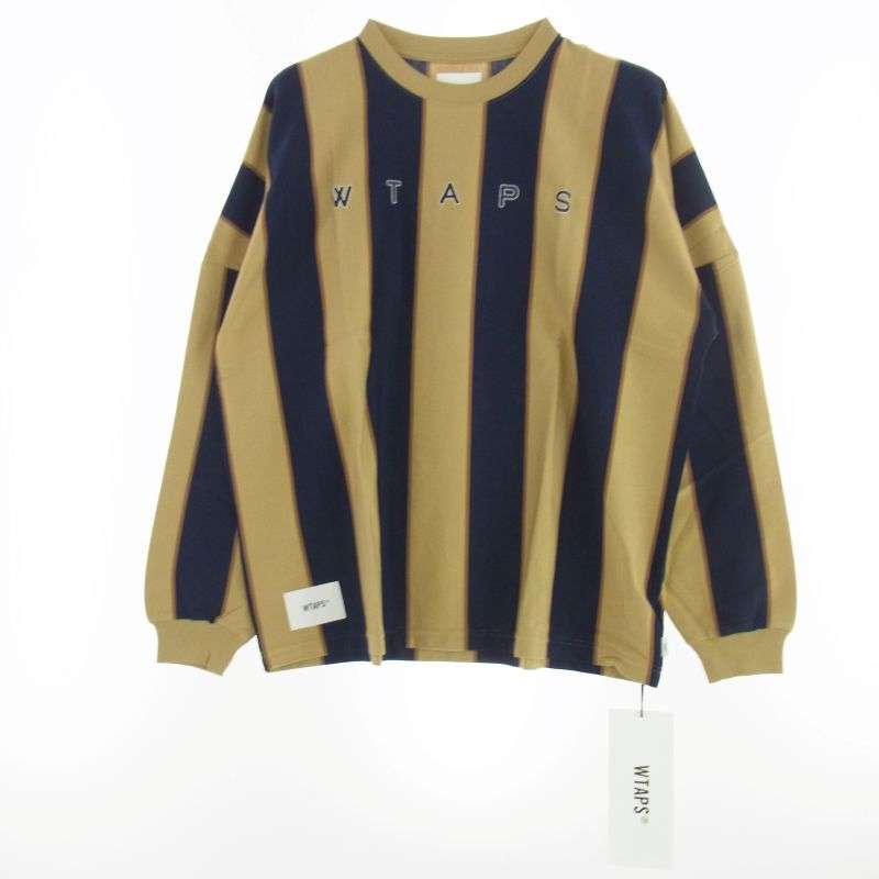 WTAPS 21AW 212ATDT-CSM35 PEACE LS COTTON ストライプ ロゴプリント コットン ロングスリーブＴシャツ 長袖カットソー 買取実績 画像
