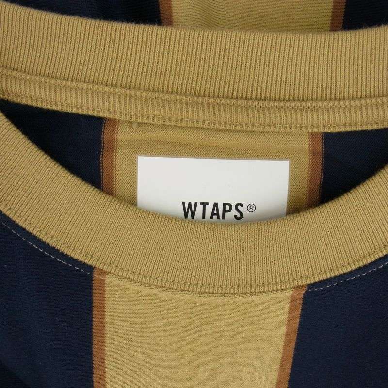 WTAPS 21AW 212ATDT-CSM35 PEACE LS COTTON ストライプ ロゴプリント コットン ロングスリーブＴシャツ 長袖カットソー 買取実績 画像