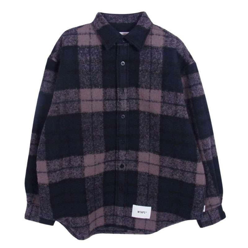 WTAPS 25AW 252TQDT-SHM04 TXT 02 LS WONY TWEED TEXTILE OF Charcoal ツイード テキスタイル チェック柄 ウール 長袖シャツ 買取実績 画像