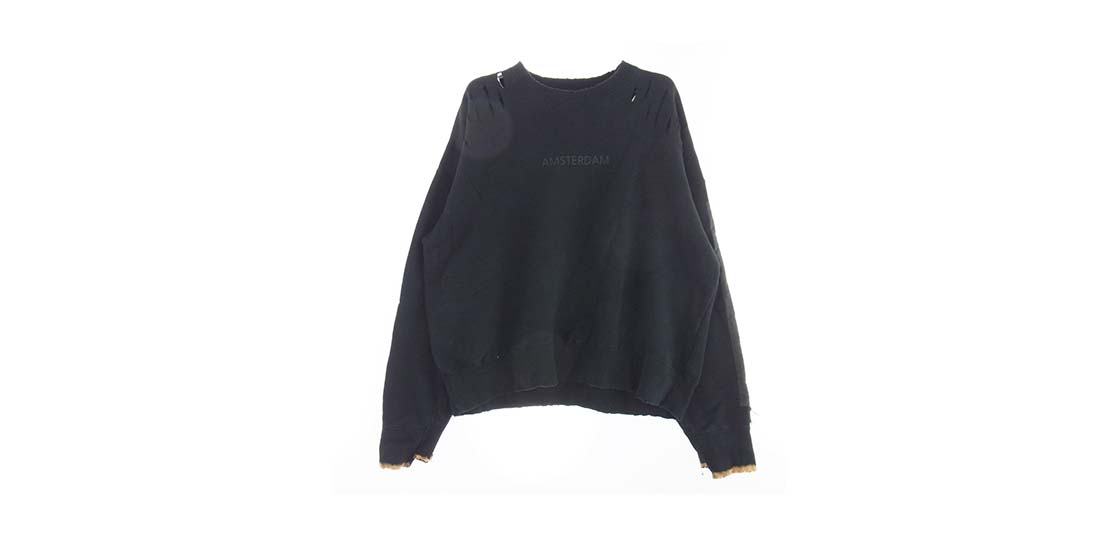 シュタイン ST.108 オーバーサイズ リビルド ダメージ加工 スウェット ブラック系 買取実績