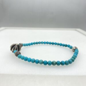 CHROME HEARTS クロムハーツ（原本無） 4ｍｍ BEAD ビーズ ブレスレット カットアウトCHプラス シルバーパーツ4 ターコイズ ライトブルー系の買取実績画像2