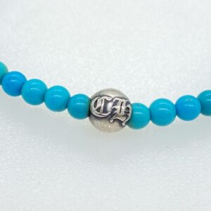 CHROME HEARTS クロムハーツ（原本無） 4ｍｍ BEAD ビーズ ブレスレット カットアウトCHプラス シルバーパーツ4 ターコイズ ライトブルー系の買取実績画像3