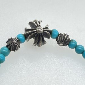 CHROME HEARTS クロムハーツ（原本無） 4ｍｍ BEAD ビーズ ブレスレット カットアウトCHプラス シルバーパーツ4 ターコイズ ライトブルー系の買取実績画像4