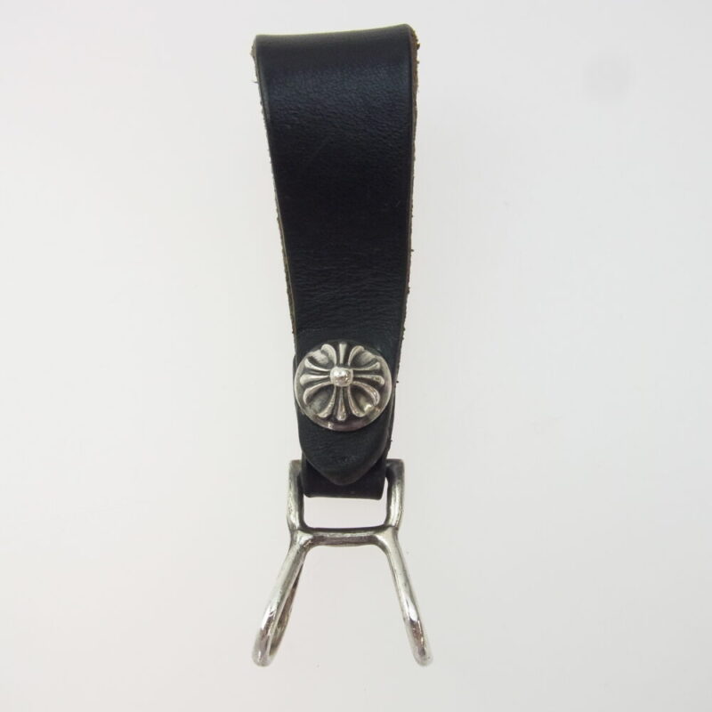 CHROME HEARTS クロムハーツ（原本無） BELT LOOP クロスボールボタン レザー ベルトループ ブラック系 シルバー系の買取実績画像1