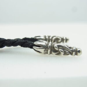 CHROME HEARTS クロムハーツ（原本無） LEATHER BRAID スクロール レザーブレード ネックレス ブラック系 シルバー系の買取実績画像4