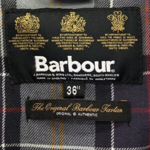 Barbour バブアー 4103174 英国製 SL BORDER スリムフィット ボーダー ワックス コットン ロング ジャケット ブラック系の買取実績画像3