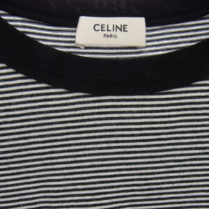 CELINE セリーヌ 2X45M878Y CELINE PARIS ロゴ ボーダー 半袖 Tシャツ カットソー ブラック系 ホワイト系の買取実績画像2
