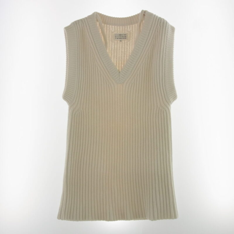 MAISON MARGIELA メゾンマルジェラ 19SS S51GP0103 四つタグ 4ライン Vネック ノースリーブ ニット ワンピース ホワイト系の買取実績画像1