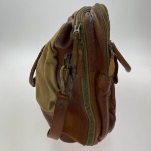 RRL ダブルアールエル ヴィンテージ加工 カーゴ レザー キャンバス 2WAY ショルダー バッグ ブラウン系の買取実績画像3