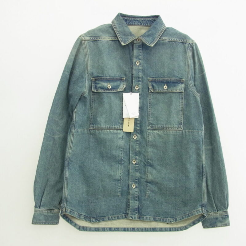 Rick Owens リックオウエンス DRKSHDW ダークシャドウ 25SS DU01E3755-DWB HOLLYWOOD OUTERSHIRT 13OZ WASHED INDIGO ハリウッド アウターシャツ デニムジャケット インディゴブルー系の買取実績画像1