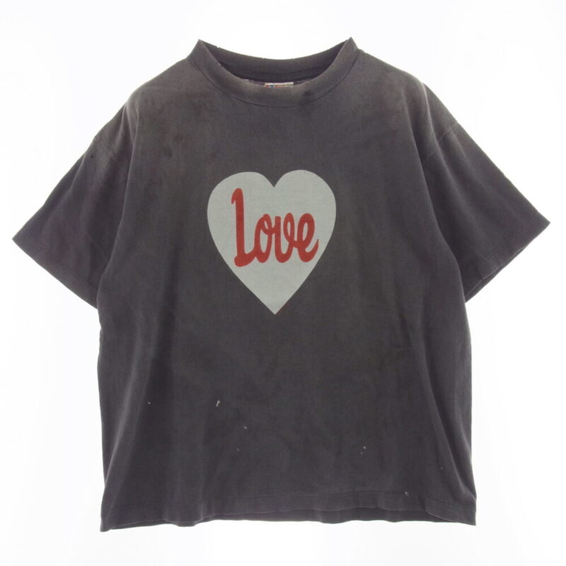 SAINT MICHAEL セントマイケル 25SS SM-HR8-0000-001 ヴィンテージ加工 LOVEプリント Tシャツ 半袖カットソー グレー系の買取実績画像1