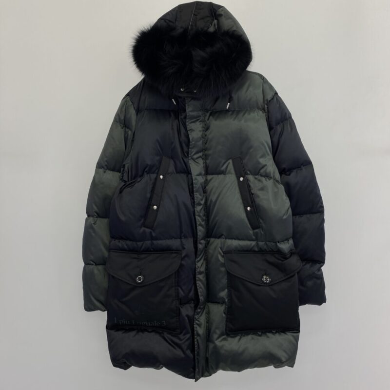 1piu1uguale3 ウノピュウノウグァーレトレ MRC130 NYN035 LIMONTA CRAZY HOODED DOWN バックロゴ クレイジー フーデッド ダウンジャケット ブラック系 グリーン系の買取実績画像1