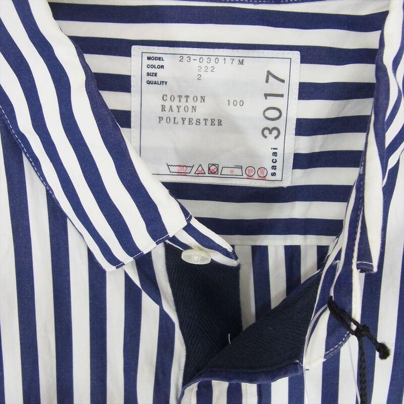 サカイ 23SS 23-03017M × Thomas Mason トーマスメイソン S Cotton Poplin L/S Shirt 長袖ストライプ シャツ 買取実績 画像