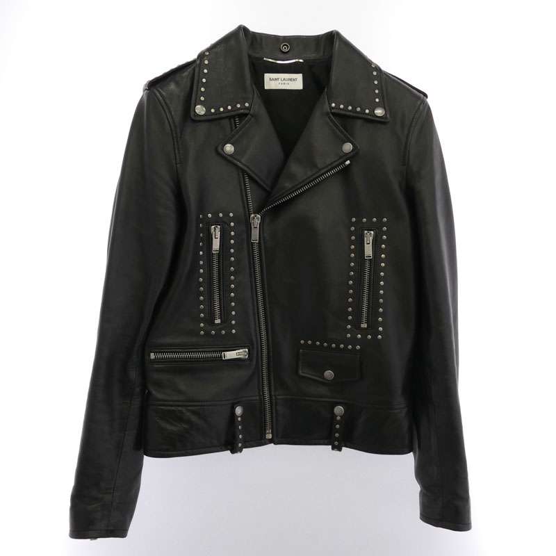 サンローラン 533659 YC2QO STUDDED LEATHER MOTORCYCLE JACKET スタッズ モーターサイクル レザー ライダースジャケット 買取実績 画像