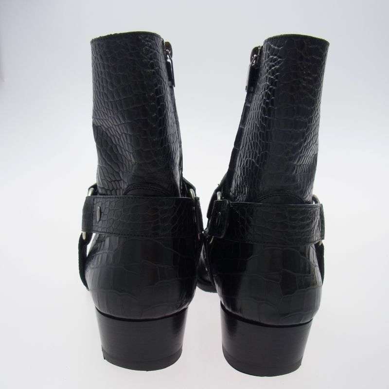 サンローラン 603515 クロコ型押し ワイアット ハーネス リング サイドジップ ブーツ 買取実績 画像
