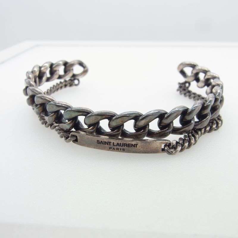 サンローラン Gourmette Cuff グルメット カフ 2連 チェーン バングル ブレスレット 買取実績 画像
