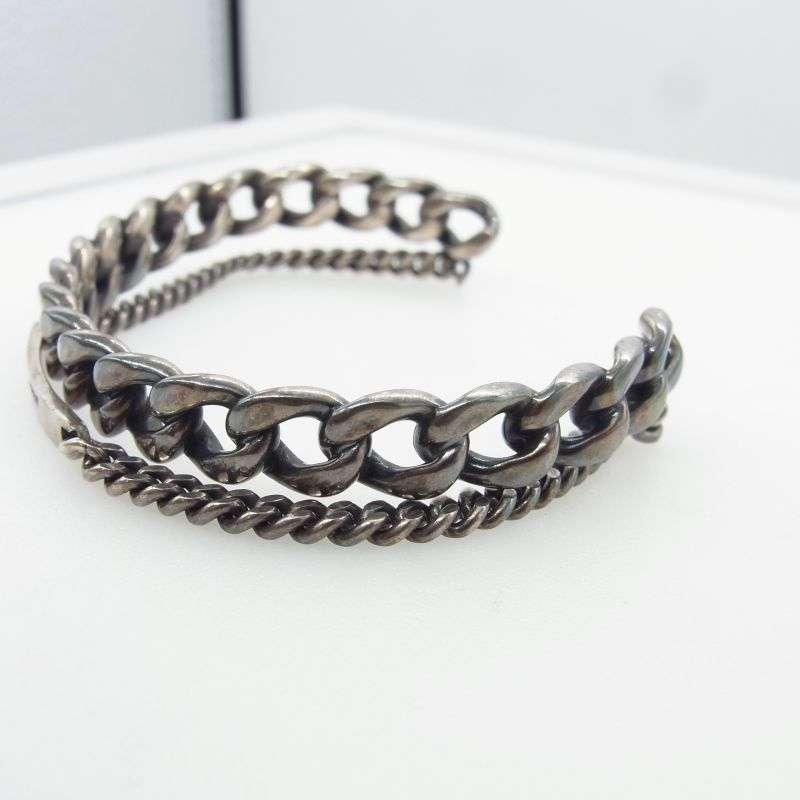 サンローラン Gourmette Cuff グルメット カフ 2連 チェーン バングル ブレスレット 買取実績 画像