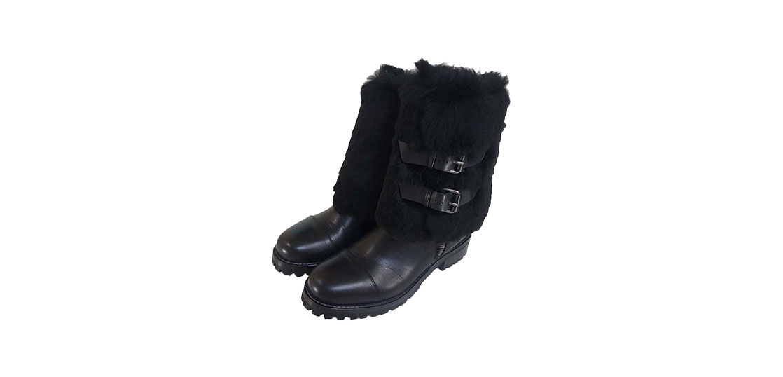 サルトル ベルトストラップ リアルファー付き サイドジップ レザー レディース ブーツ 買取実績